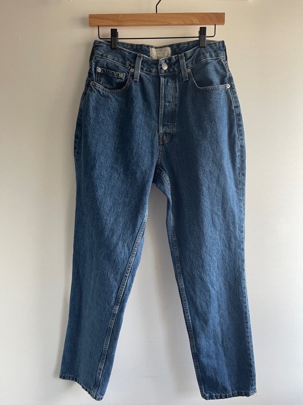 Everlane Straight-Leg Jeans in Dark Blue Denim